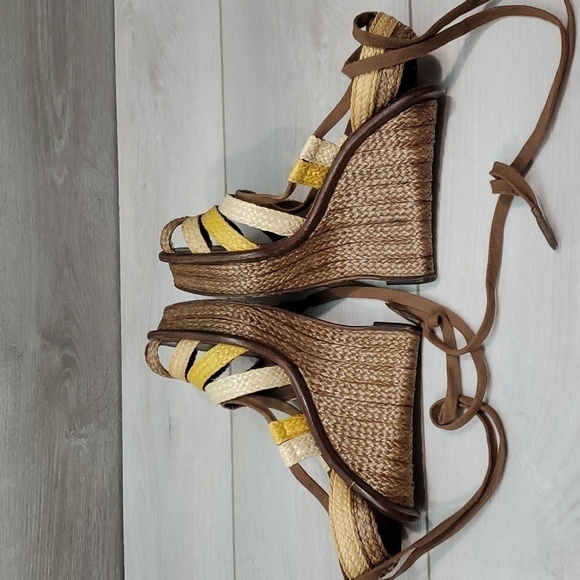 Bottega Veneta Womens Lace Up Wedge Sandals shoes sz 39.5/9.5 - Picture 7 of 14